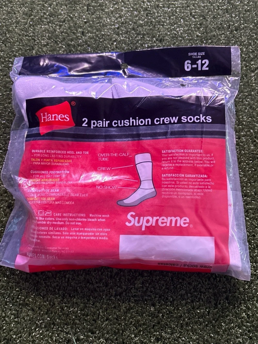 Supreme x Hanes Lavender Crew Socks 2-Pack